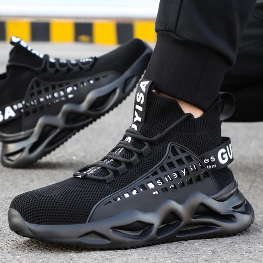 新款高帮黑色超轻透气劳保鞋钢头防砸防刺舒适防臭安全工作鞋高帮款 商品图4