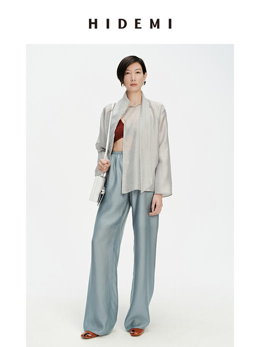 HIDEMI 轻盈风缕感松紧带式薄款显瘦舒适空气裤 商品图2