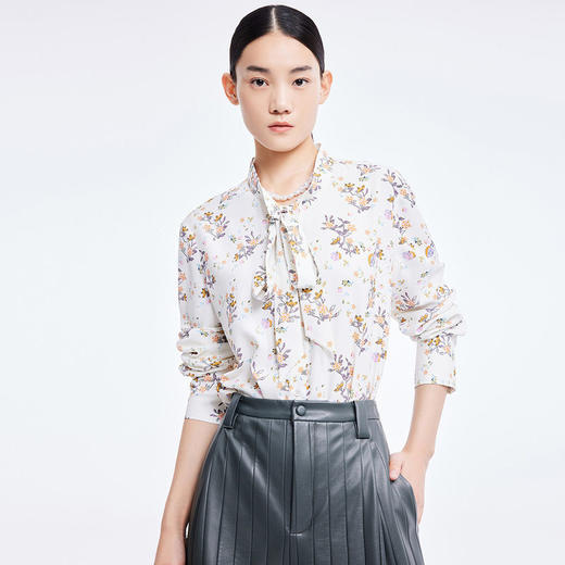 LILY2022夏季新款女装设计感复古浪漫印花长袖衬衫122210C4128 商品图1
