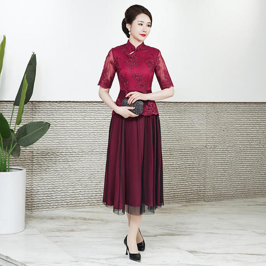 敬酒服喜婆婆婚礼服妈妈装复古蕾丝旗袍连衣裙 BLH-2240 商品图0