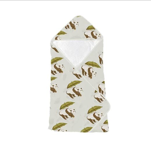 Milkbarn竹棉连帽浴巾熊猫绿 商品图0