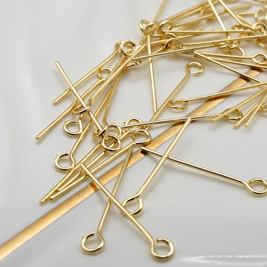 14K包金9字针DIY念珠配件意卡米诺连接针耳环首饰串珠工具 商品图2