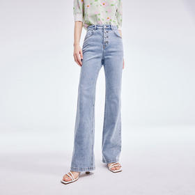 LILY2022夏季新款女装复古时尚小众设计感微喇牛仔裤122210GJ231