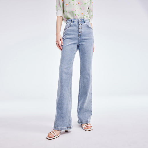 LILY2022夏季新款女装复古时尚小众设计感微喇牛仔裤122210GJ231 商品图0