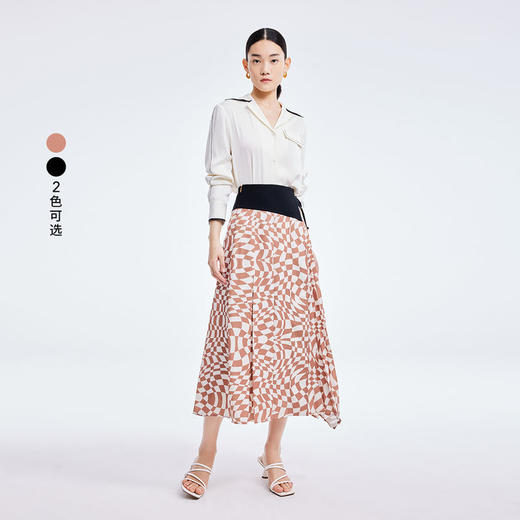 LILY2022夏季新款女装小众洋气复古款棋盘格高腰半身裙122200C6124 商品图0