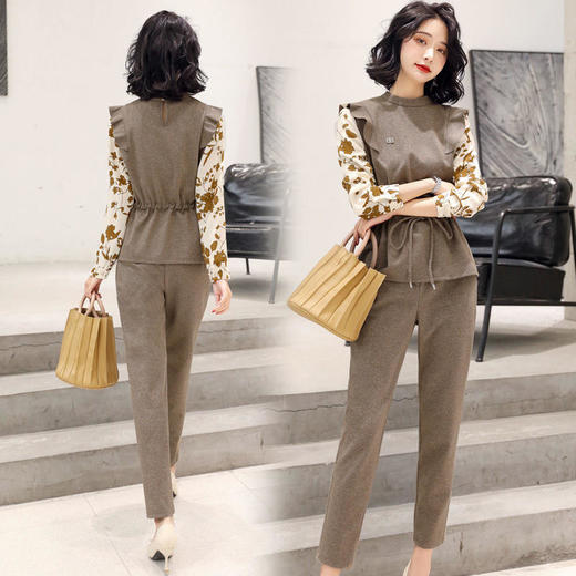 ZYG-ZXIANG8008时尚休闲套装女装2022春季新款韩版显瘦百搭洋气小香风拼接两件套 商品图0