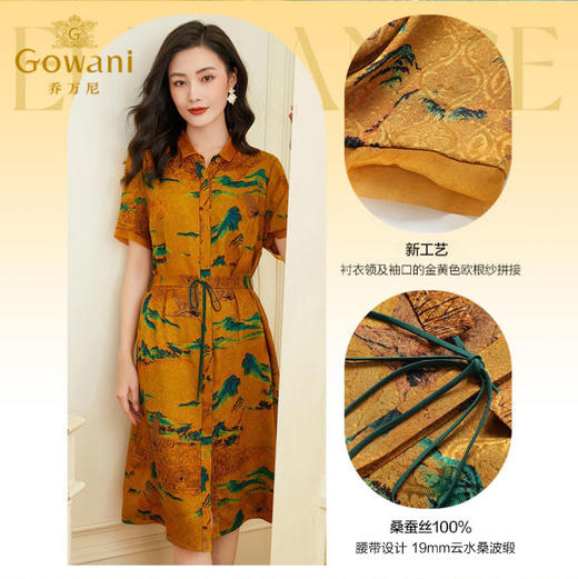 乔万尼真丝连衣裙女夏新款桑蚕丝印花真丝桑蚕丝连衣裙EF2E331 商品图1