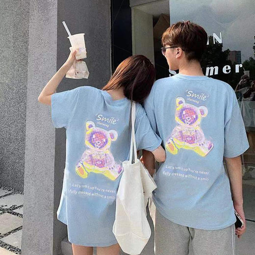 2022新春夏亲子装一家三四口小熊母子母女妈妈裙婴儿爬服短袖T恤国庆清明出游 商品图4