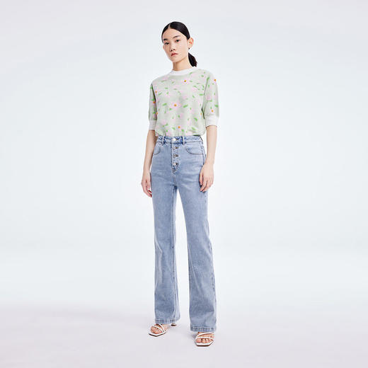 LILY2022夏季新款女装复古时尚小众设计感微喇牛仔裤122210GJ231 商品图1