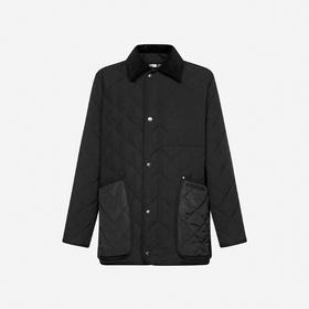 【二】BURBERRY 博柏利 灯芯绒衣领菱形绗缝谷仓夹克 男士棉服 黑色 8049135 A1189