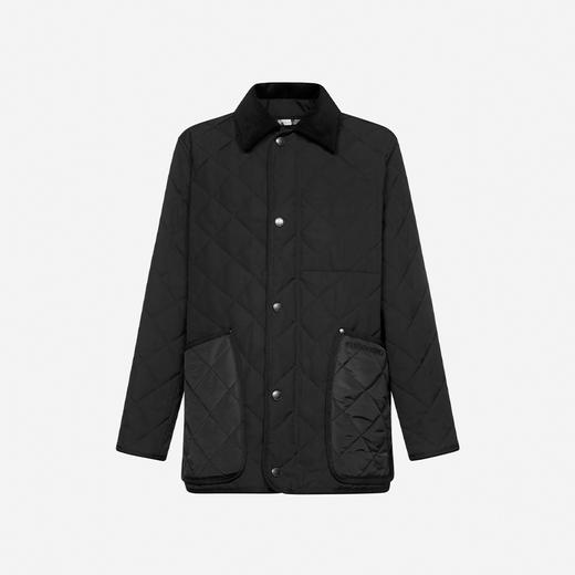 【一】BURBERRY 博柏利 灯芯绒衣领菱形绗缝谷仓夹克 男士棉服 黑色 8049135 A1189 商品图0