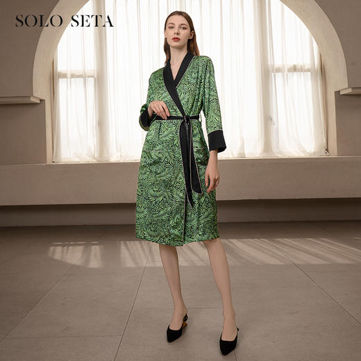 Solo seta22姆米真丝睡袍睡衣女中长款桑蚕丝睡裙轻奢可外穿秋冬 商品图0
