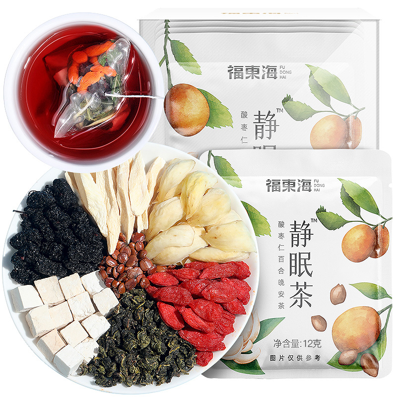 福东海 静眠茶144克/盒 酸枣仁百合茯苓枸杞山药桑葚组合养生茶