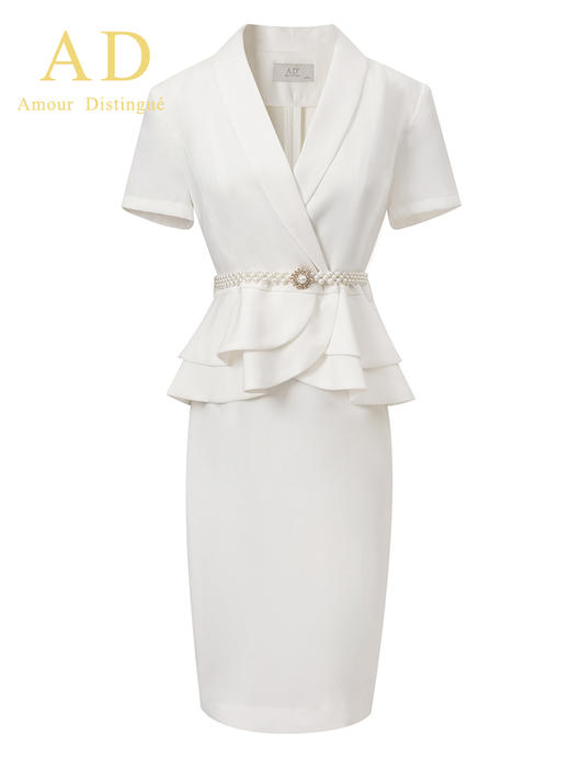 AD高端职业装气质女神范时尚白色短袖西装套装夏季小香风名媛正装 商品图3