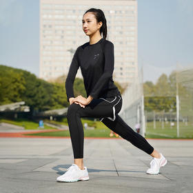 多威跑步裤女春新款专业马拉松紧身裤假两件训练运动裤3502006