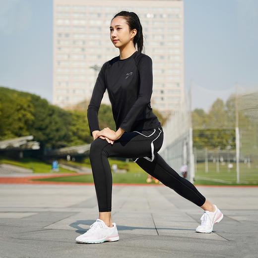 多威跑步裤女春新款专业马拉松紧身裤假两件训练运动裤3502006 商品图0