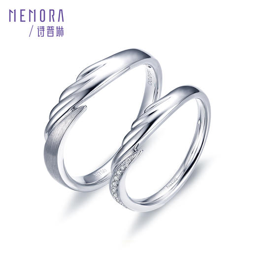 诗普琳珠宝白18K金钻石情侣对戒天使羽翼DL0495&DL0496 商品图2