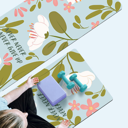 【防滑吸汗】花香打印版天然橡胶专业家用舞蹈健身印花瑜伽垫  JiaM 000  Y03 商品图1