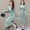 YWE  27016印花连衣裙中长款气质优雅时尚大码A字裙 商品缩略图3