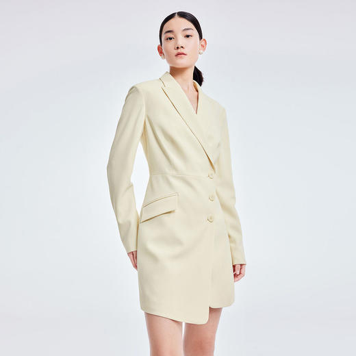 LILY2022夏季新款女装气质纯色通勤款修身西装式连衣裙122210C7160 商品图0