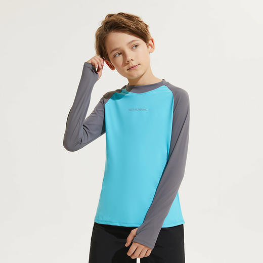 儿童长袖T恤秋季新款插肩袖弹力透气打底衫速干运动衣 商品图0