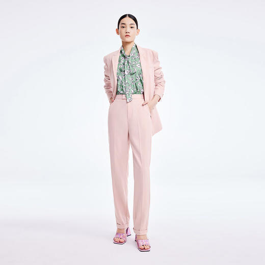 LILY2022夏季新款女装气质通勤款纯色显瘦高腰西装长裤122210C5141 商品图1