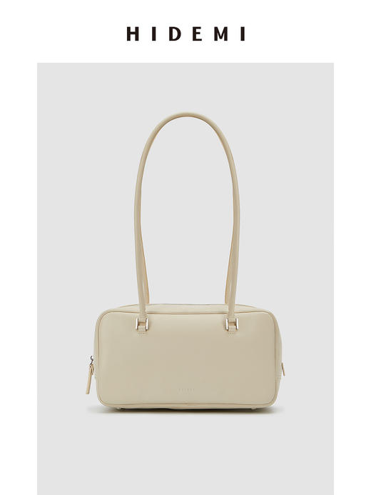 HIDEMI 牛皮波士顿两用包 可手提可腋下肩背 黑色/乳白色 商品图8