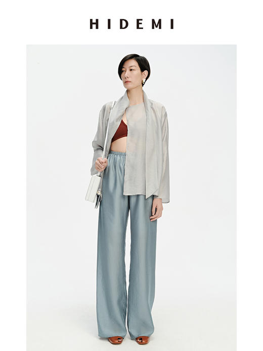 HIDEMI 轻盈风缕感松紧带式薄款显瘦舒适空气裤 商品图1