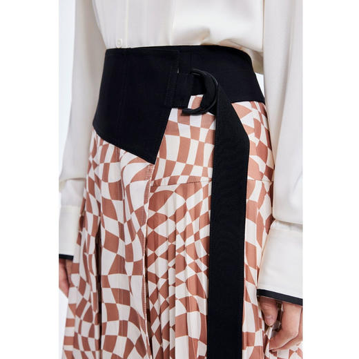 LILY2022夏季新款女装小众洋气复古款棋盘格高腰半身裙122200C6124 商品图1