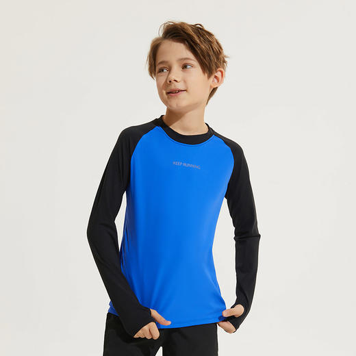 儿童长袖T恤秋季新款插肩袖弹力透气打底衫速干运动衣 商品图1