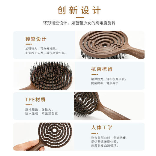 韩国yao梳子女士男士通用按摩头皮梳长发短发梳 高弹背板高低双齿强力按摩梳 新款送女友老婆父母礼物 商品图5