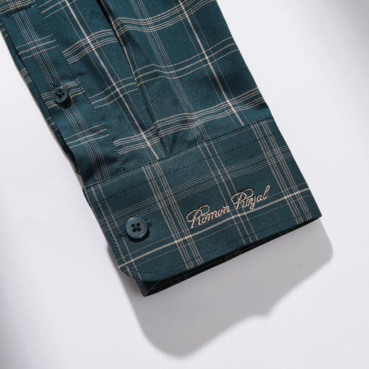 99XC42DC003【专柜定制刺绣款】罗蒙春夏长袖衬衫男士商务休闲百搭弹力刺绣格子衬衣男 商品图8