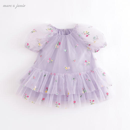 马克珍妮夏装新款 女童刺绣网纱短袖连衣裙 儿童A型蛋糕裙220971 商品图0
