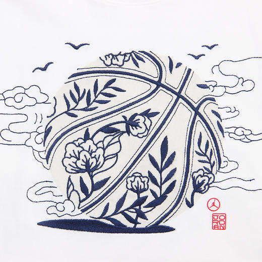 AIR JORDAN乔丹AJ童装男夏新品中国风刺绣纯棉短袖T恤JD 商品图3