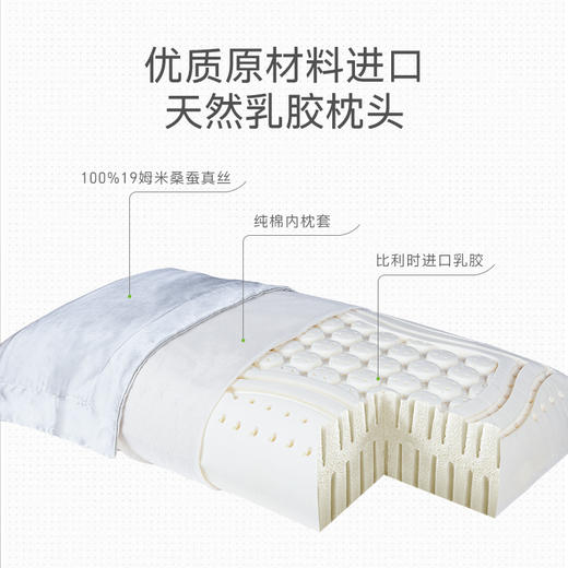 米乔乳胶枕头比利时天然进口乳胶颈椎枕单人枕芯家用 商品图3