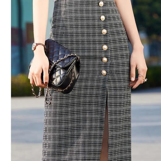 气质修身，时尚中长款显瘦高腰OL工作裙格子半身裙XZ-7001 商品图1