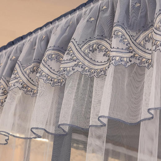 自然醒防尘顶绣花花边导轨款蚊帐HH 商品图6