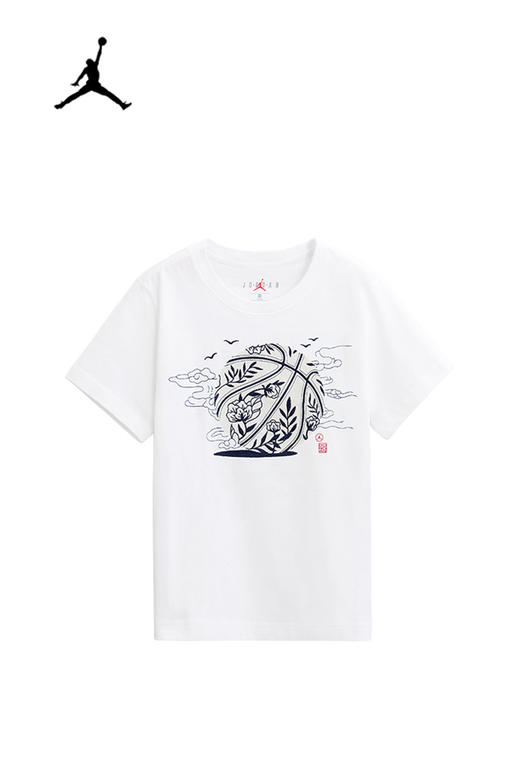 AIR JORDAN乔丹AJ童装男夏新品中国风刺绣纯棉短袖T恤JD 商品图4