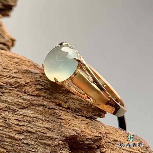 派瑞翡翠 18k金翡翠戒指 冰种 无色 商品图0