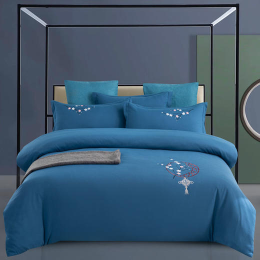 TZW-纯色刺绣四件套床单四件套加厚斜纹磨毛四件套床上四件套 商品图3