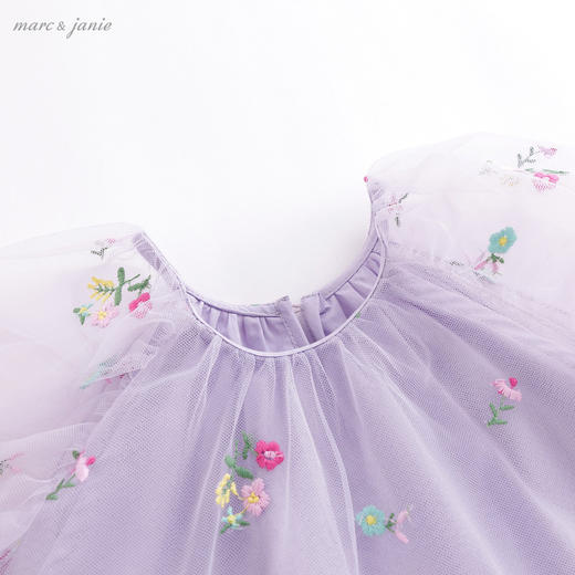 马克珍妮夏装新款 女童刺绣网纱短袖连衣裙 儿童A型蛋糕裙220971 商品图2