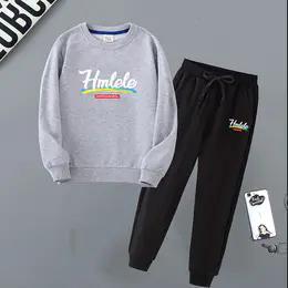 JMFS-hemalele新款男女童时尚洋气圆领长袖字母印花卫衣裤子两件套【童装】 商品图9