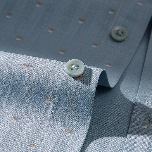 【专柜定制刺绣款】罗蒙春夏长袖衬衫男士商务休闲百搭波点印花微弹衬衣男 商品图12