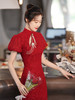 中式旗袍敬酒服结婚礼服鱼尾酒红色礼服裙春 FDL-1 商品缩略图2