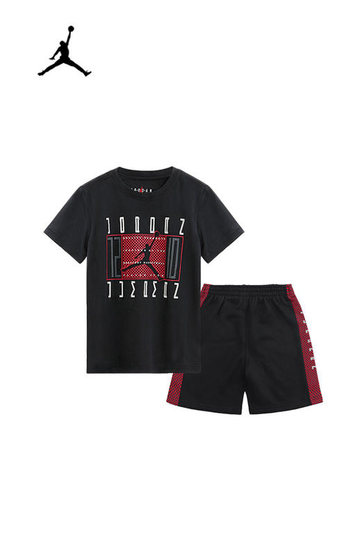 JORDAN乔丹AJ童装夏男女童儿童纯棉短袖T恤短裤套装JD2222126/JD2222127/JD2222128 商品图3
