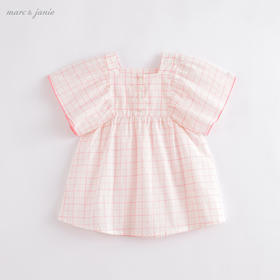 【打折】马克珍妮夏装新款 女童复古方领蝴蝶袖连衣裙220956