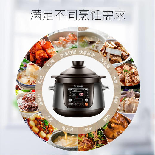 苏泊尔电炖锅电炖盅中华炽陶4L家用自动煲汤锅煲粥电砂锅BB煲40YC5 商品图5