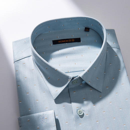 【专柜定制刺绣款】罗蒙春夏长袖衬衫男士商务休闲百搭波点印花微弹衬衣男 商品图11