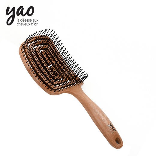韩国yao梳子女镂空气垫按摩造型梳蚊香梳防打结家用男女士通用长发顺发梳蓬松卷发造型生日礼物送健康 椭圆形木纹色 商品图2