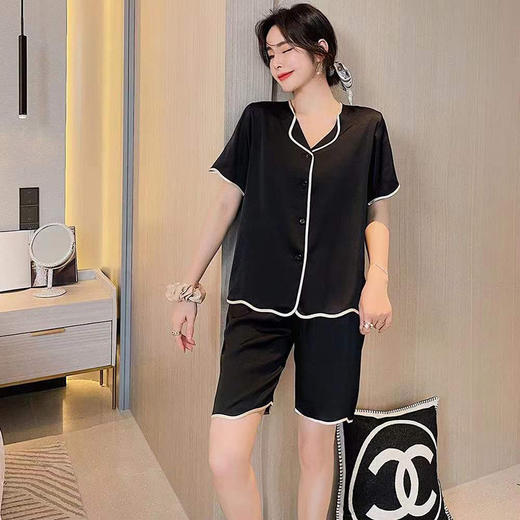 【限时折扣】夏季高端仿真丝睡衣（白色/黄色/黑色/蝴蝶结/浅色豹纹）M-XL 商品图1